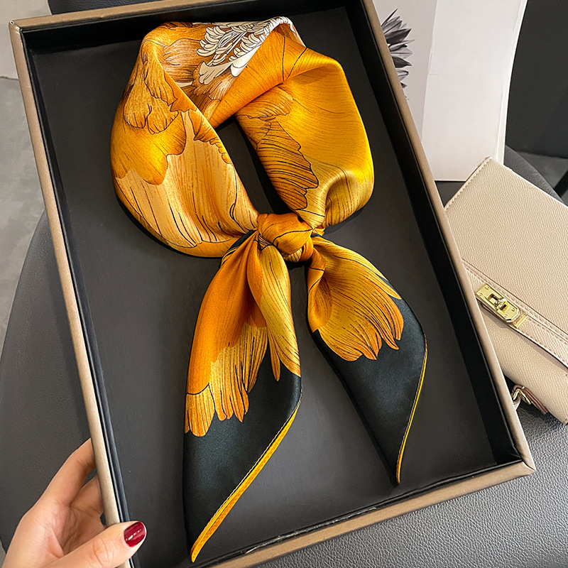 오르넬라 오렌지 스카프 (100% 실크 - 68cm)