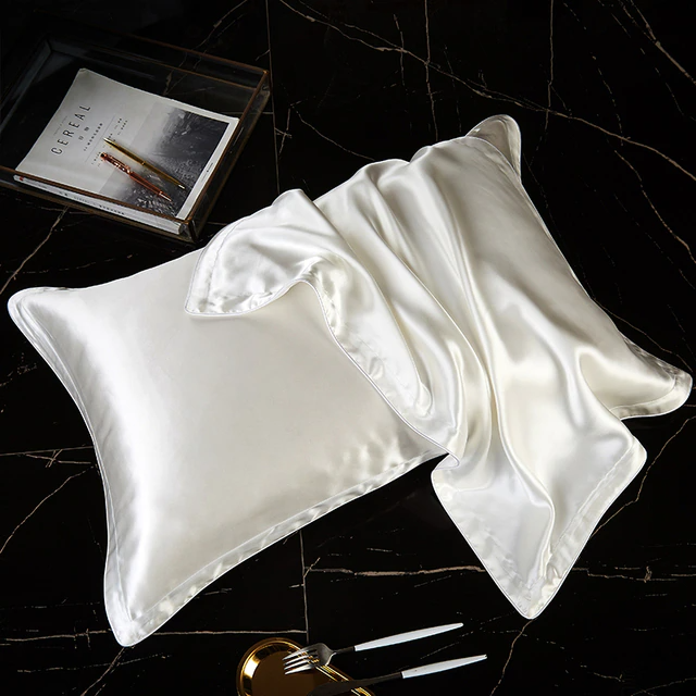 White Pillowcases in Mulberry Silk and Eucalyptus