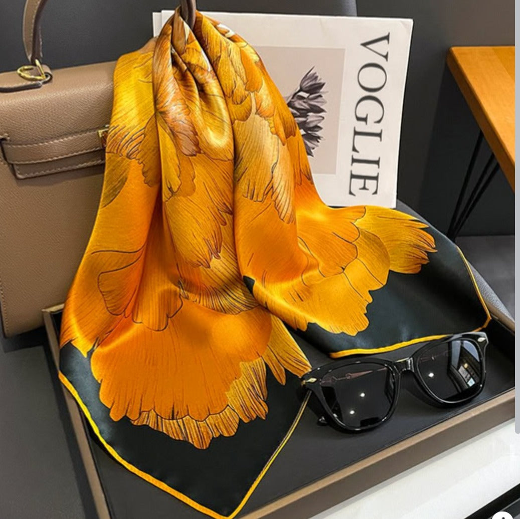 오르넬라 오렌지 스카프 (100% 실크 - 68cm)