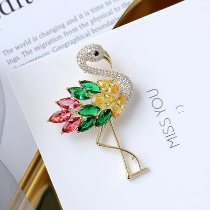 Flamingo-broche (strålende zirkoner)