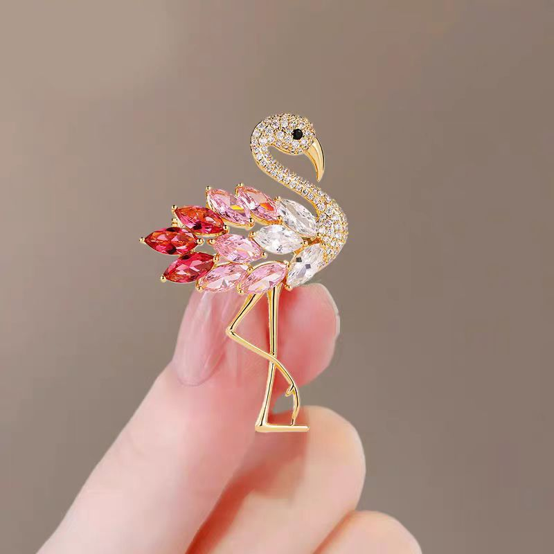 Flamingo-broche (strålende zirkoner)