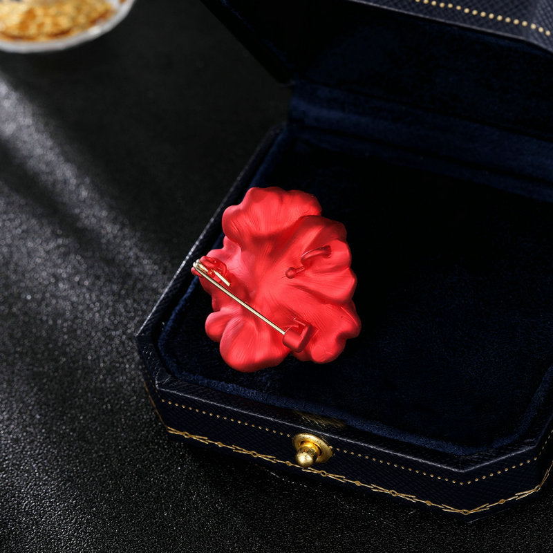 Καρφίτσα Red Flower (Κεντρικό μαργαριτάρι)