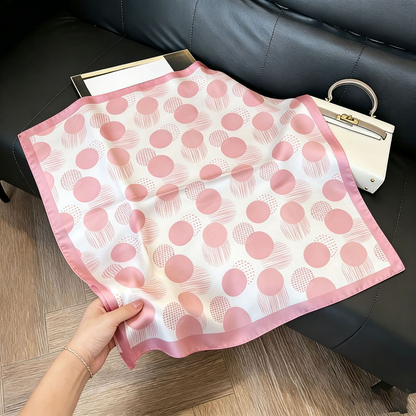 Pois Pink Foulard (100% Silk - 68cm)