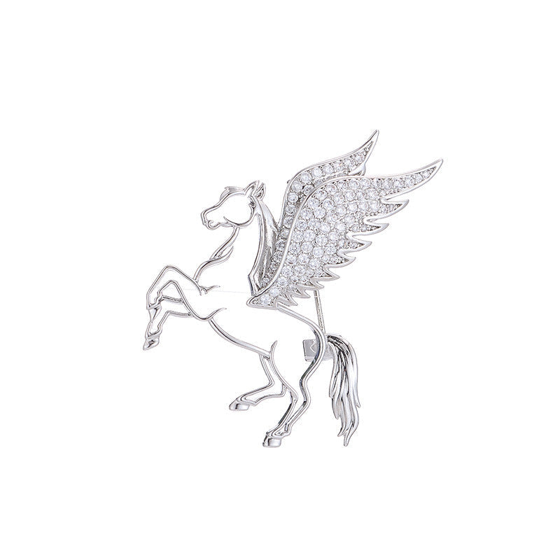 Silver Pegasus brooch detail