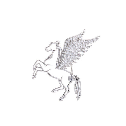 Silver Pegasus brooch detail