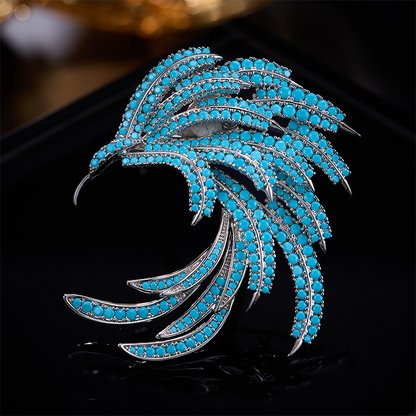 Piuma Turquoise-broche (strålende zirkoner)