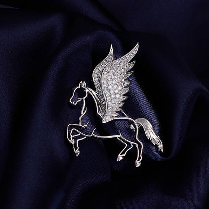 Silver Pegasus winged horse brooch