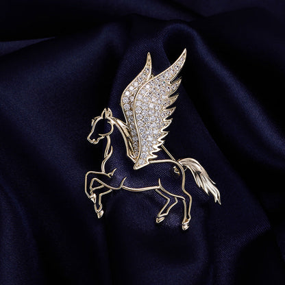 Gold Pegasus winged horse brooch
