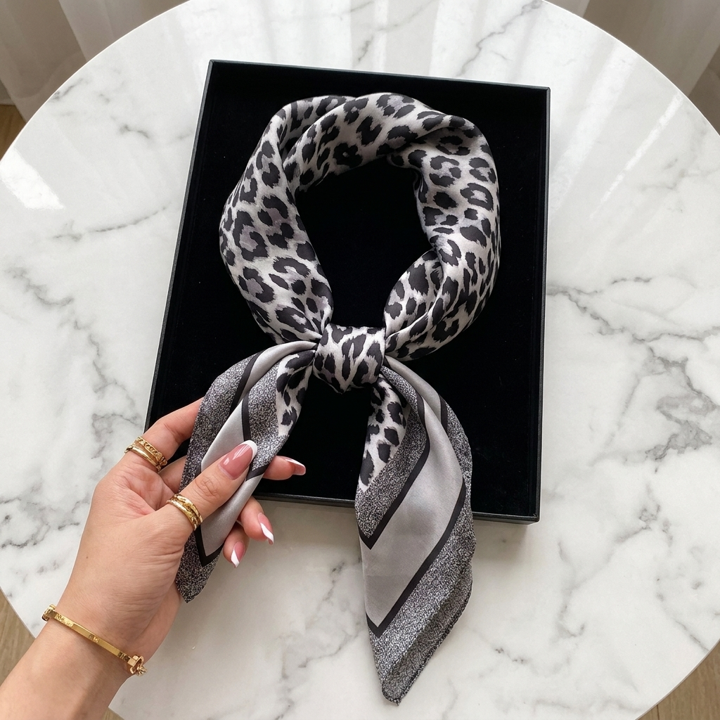 Leo Grey Foulard (100% Jedwab - 68cm)