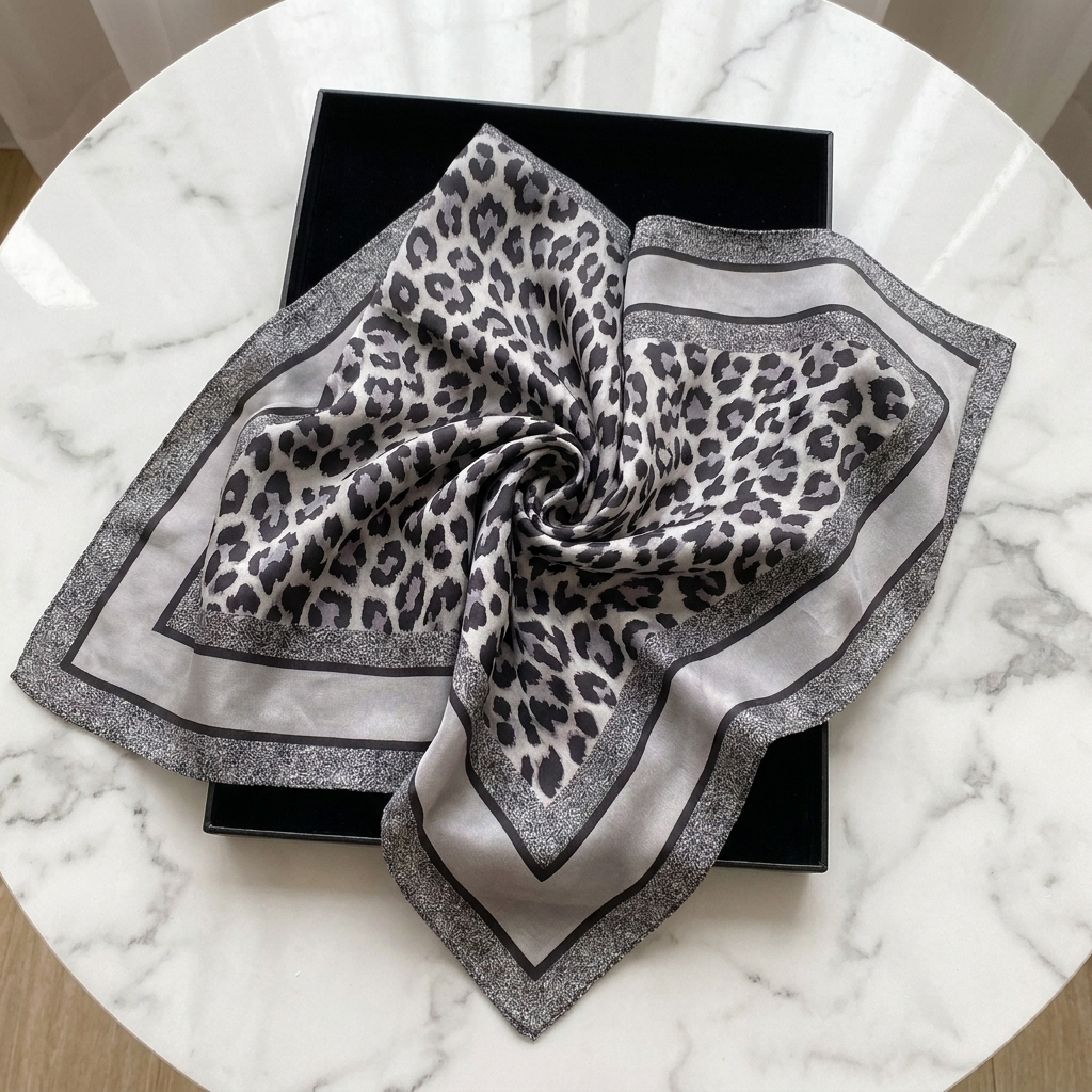 Leo Grey Foulard (100% Jedwab - 68cm)
