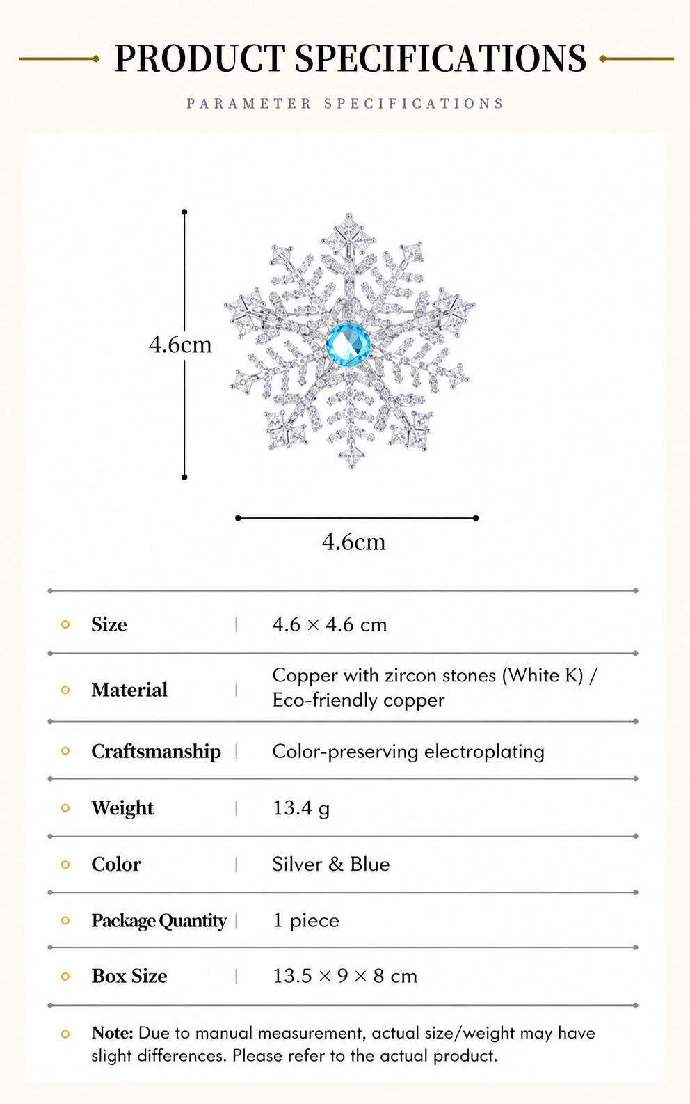 Alfinete Floco de Neve (Cristal Azul)